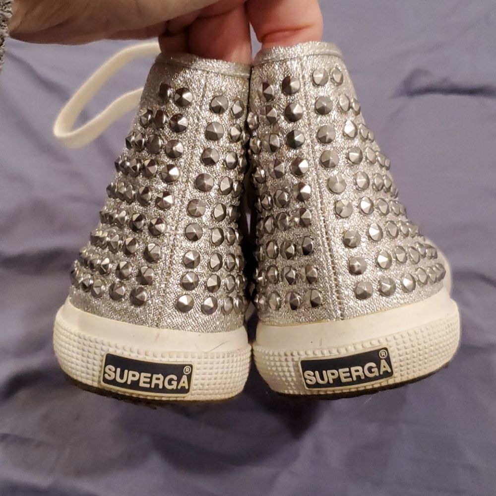 Superga metallic silver studded hi-tops - Picture 10 of 13